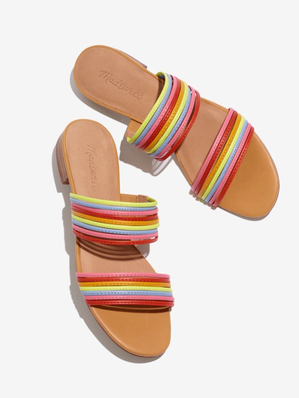 Madewell The Meg Slide Sandal in Leather  Size 7 Rainbow